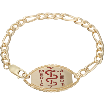 QR Code Figaro Elite Medical ID Bracelet 14k Gold, Red, large image number 1